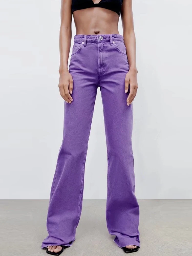 

ZA Spring Women's Jeans Streetwear High Waist Women's Fashion Jeans Girls Wide Leg Trousers Female Pants Denim Bagge Mom Jeans