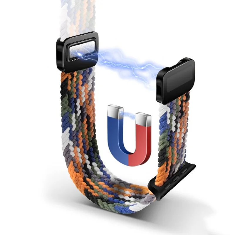 Ремешок Плетеный для Apple Watch нейлоновый Магнитный браслет iWatch series se 7 6 8 9 10 Ultra 2 44 мм