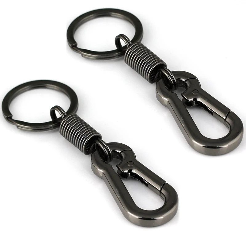 

2X прочный карабин, брелок для ключей, полированный брелок для ключей, пружинный брелок для ключей в деловом стиле, черный