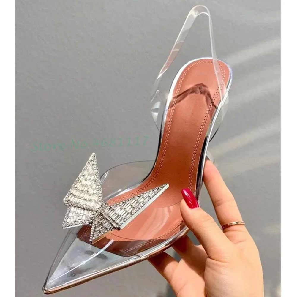 Сандалии женские прозрачные босоножки с ремешком на пятке заостренным носком