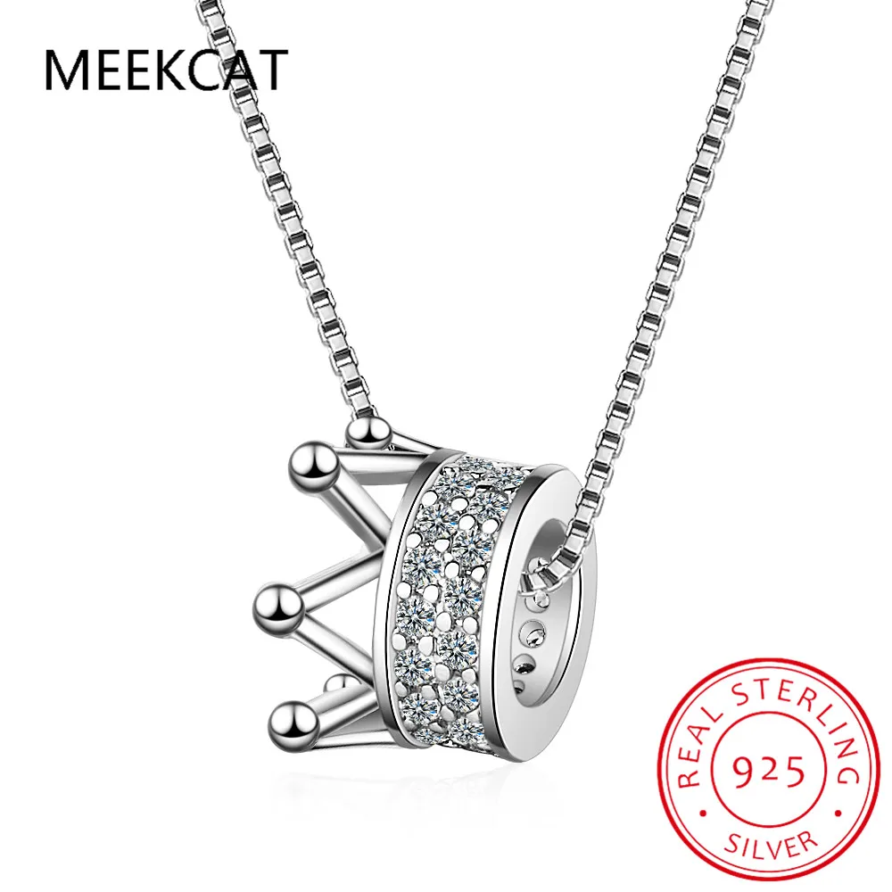 Ожерелье с подвеской в виде короны из стерлингового серебра 925 пробы блестящая