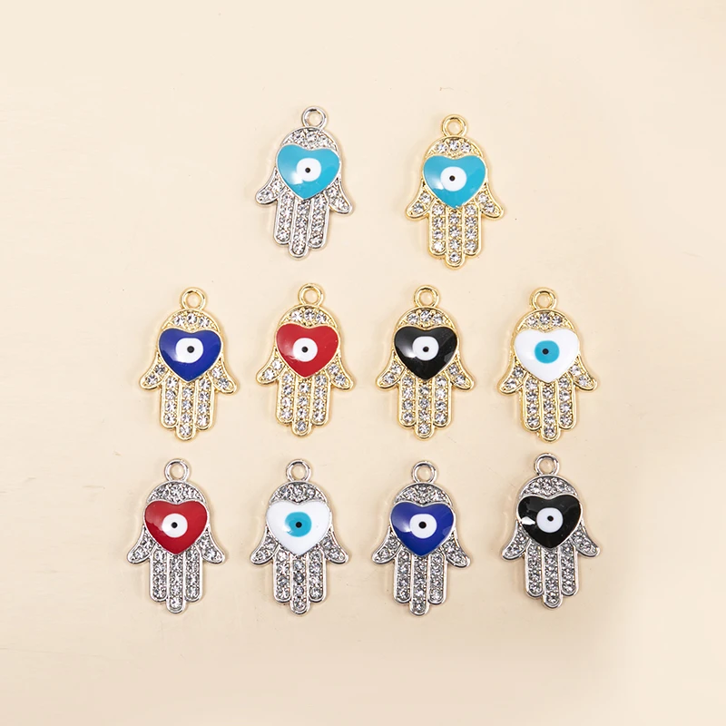 HEYUYAO 10 шт./лот Смешанные Подвески в форме сердца глаз пальмы горного хрусталя