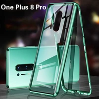 magnetic case for oneplus 8 pro case dual sided tempered glass clear cover for oneplus one plus 7 pro case 360 full protection