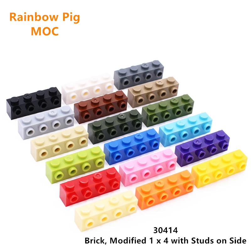

Rainbow Pig MOC Particles 30414 Brick Modified 1 x 4 with Studs on Side Building Blocks DIY Compatible Assembles High-Tech Toys