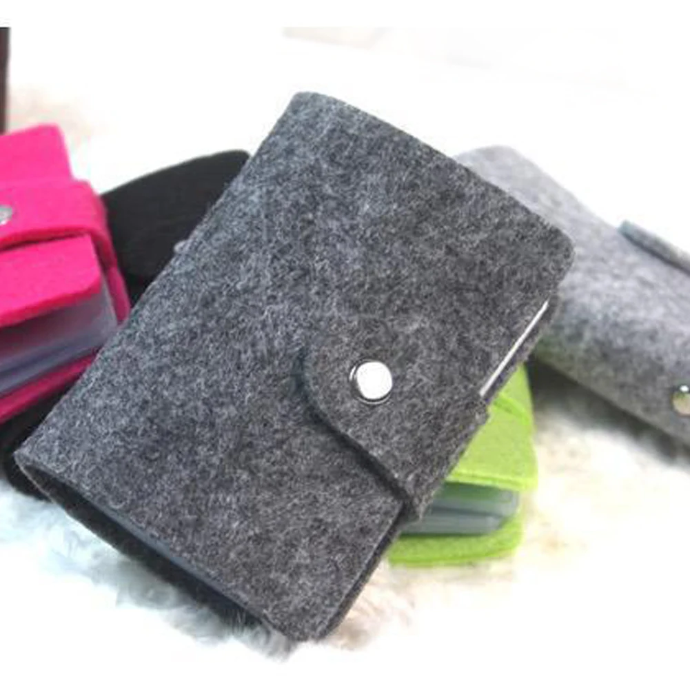 Cheap Wool Felt Mini Coin Purse Wallet Women Men Girl Change Bag Credit Card ID Holder Wallets Mini Bag Felt Retro Bag