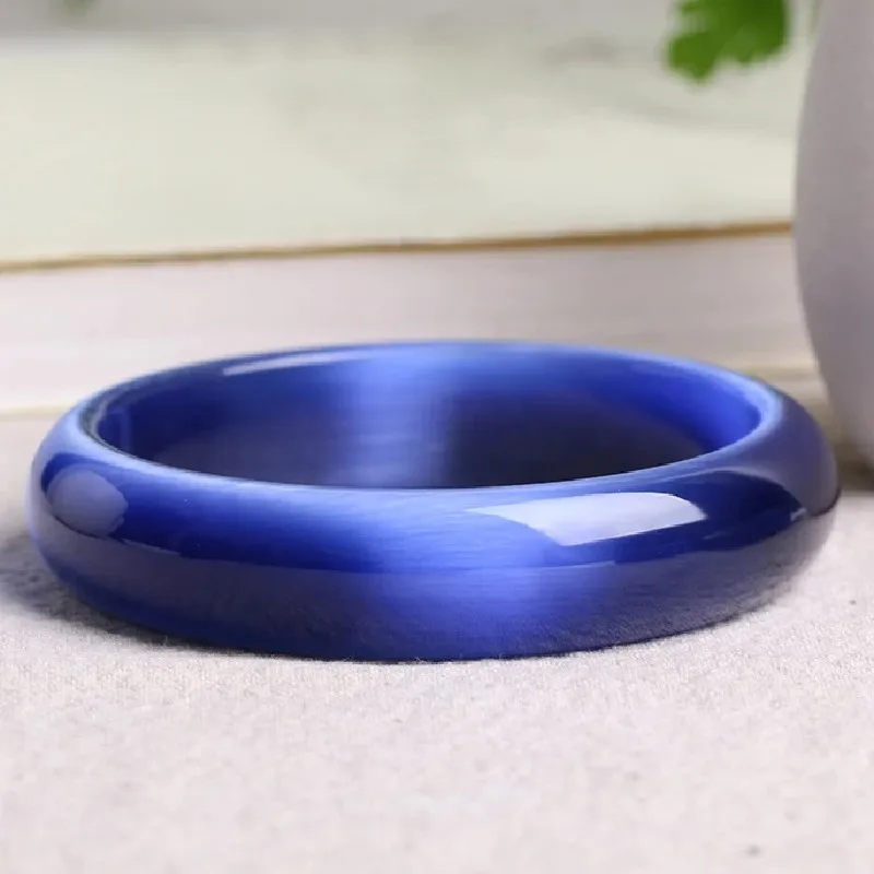 

Genuine Dark Blue Natural Cat Eye Stone Crystal Women Lucky Bracelet Jewelry Fluorite Bangle