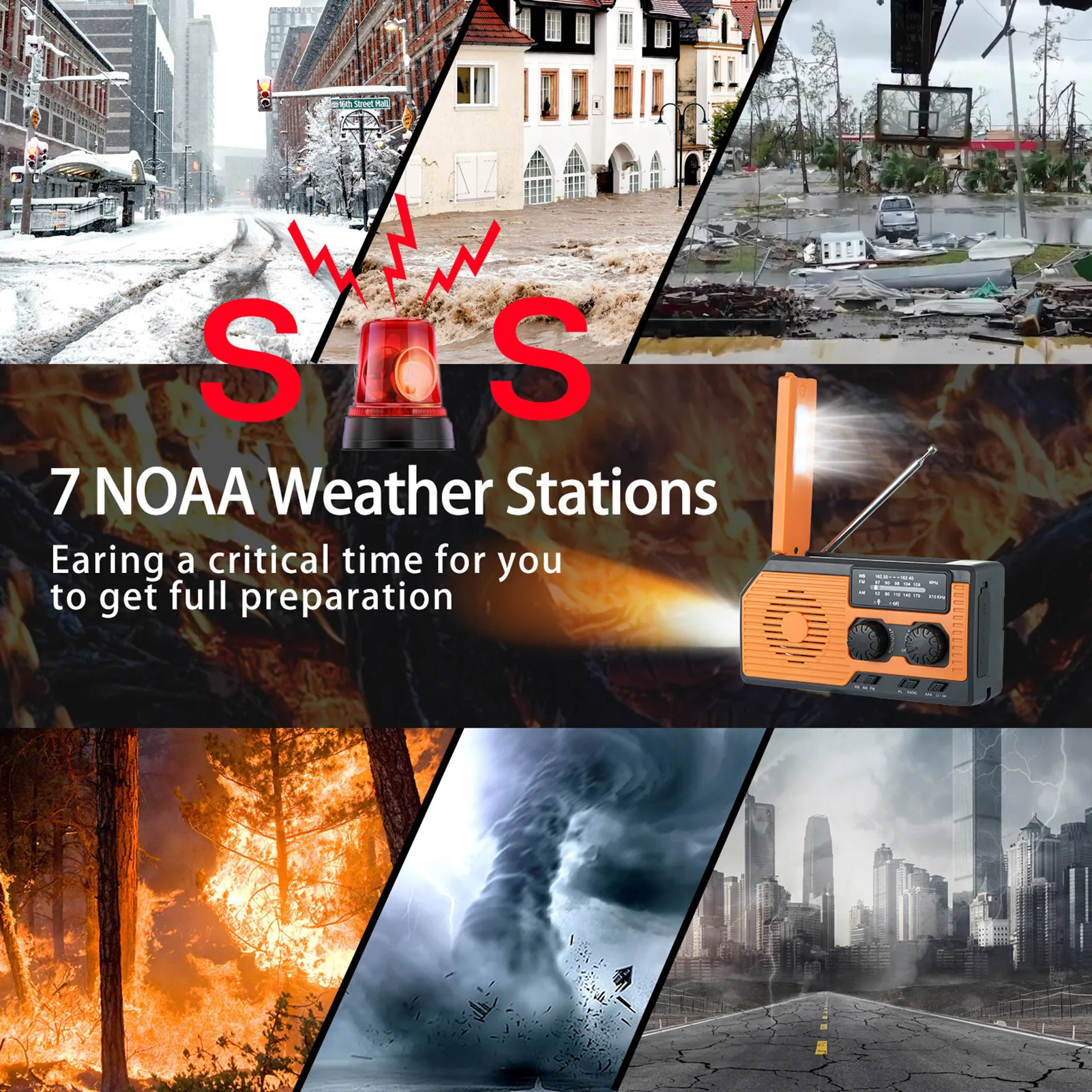 

5000mAh Emergency Crank Solar AM/FM RadioMultifunctional Power Bank With SOS Alarm Flashlight Power Sources Cell Phone USB