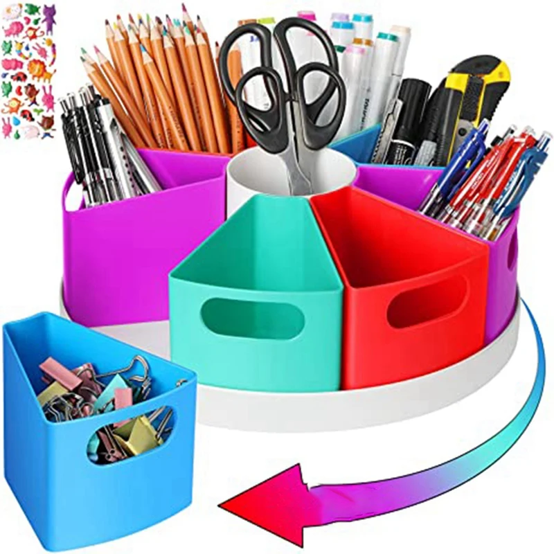 Rotating Desk Organizer For Kids, Art Supply Storage Organizer For Marker Crayon Desktop Homeschool Offices Supplies