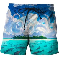 summer beach quick dry breathable large size beach shorts 3d printed art ocean shorts for men and women