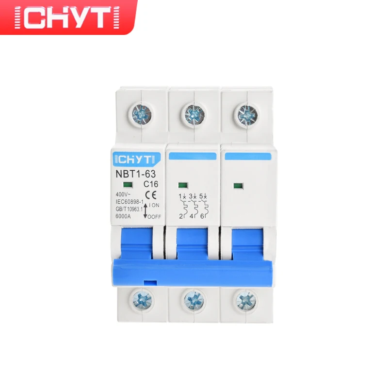 CHYT Бесплатная доставка NBT1-63 AC MCB 1P 2P 3P 4P 230/400V 63 a 6KA Тип C бытовой выключатель воздуха