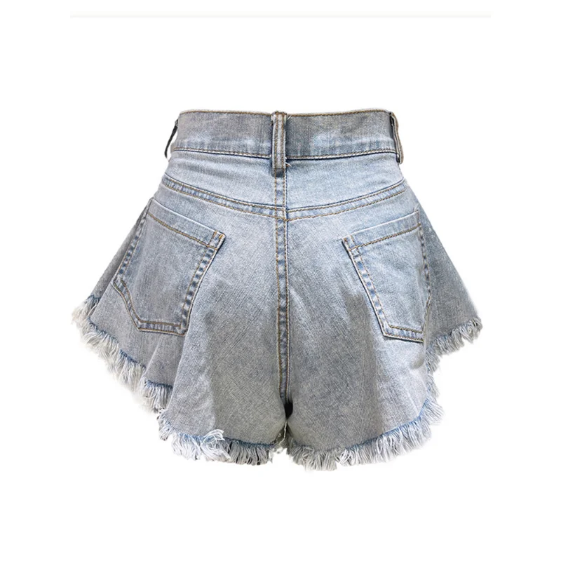 New Summer Women Fashion Loose Wide Leg Denim Shorts Female Casual High Waist Solid Color Jeans Shorts