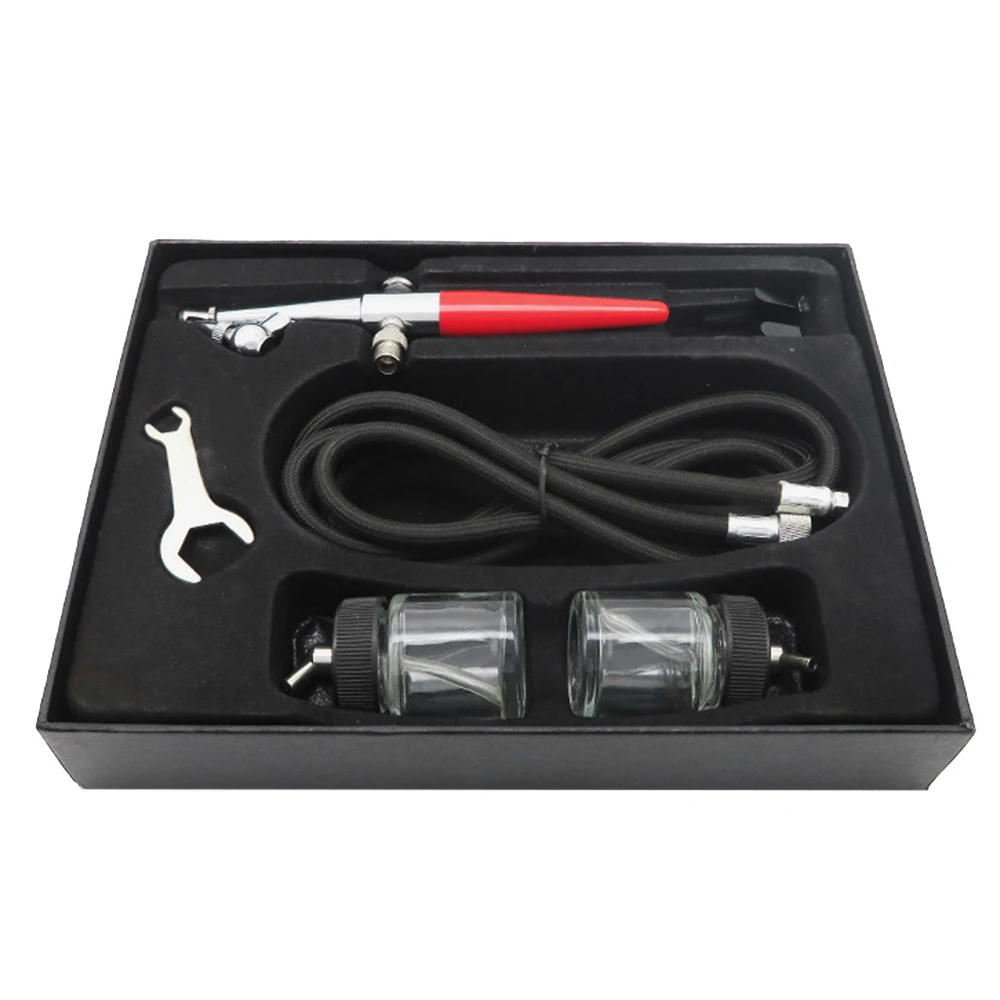 

Mini Single Action Air Brush Kit Siphon Feed 0.8mm Paint Spray Gun Air Brush Kit with Hose 22cc Fluid Cups Spray Tool