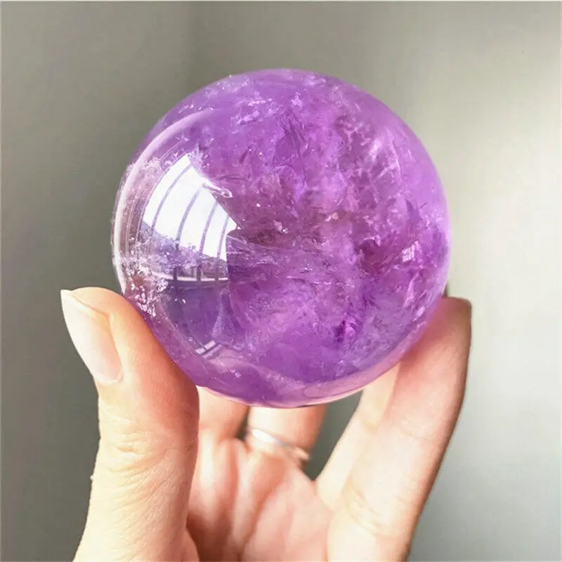Natural Amethyst Ball Raw Stone Hand Polished Gift of Amethyst Energy Ball Treatment Home Decoration Improvement Magnetic Field