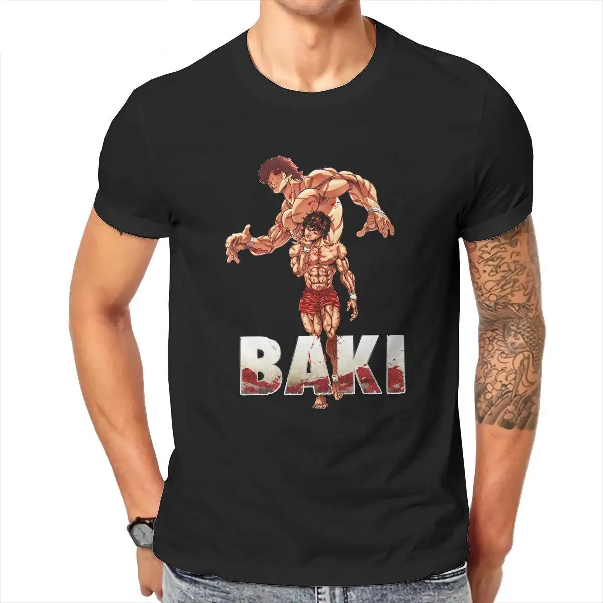 

Men's T-Shirt Yujiro Baki Hanma Anime Humorous Cotton Tees Short Sleeve T Shirt Crewneck Clothes Plus Size