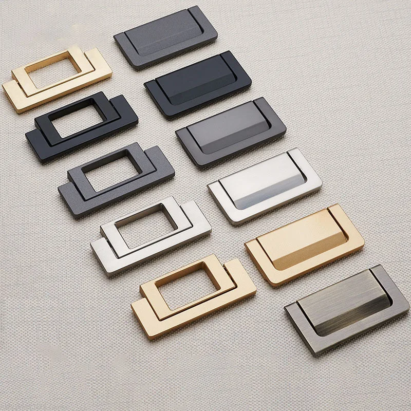 Купи Zinc Alloy Black Silver Gold No-punch Hidden Handle Tatami Open-mounted Handles for Furniture Drawer Bedside Cabinet за 325 рублей в магазине AliExpress