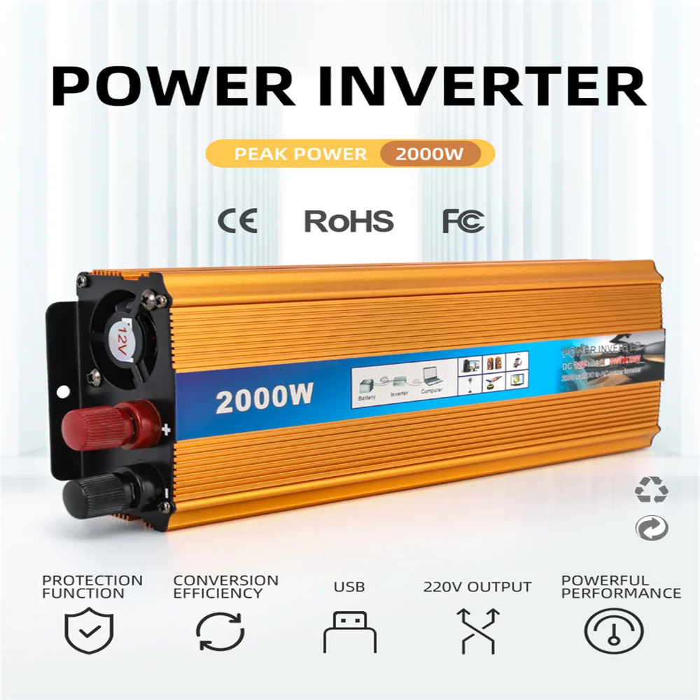 

Car Inverter 12V 220V Car Voltage Converter 2000W-500W Power Inverter Charger Converter DC to AC 12V to 220V for Phone Tablet