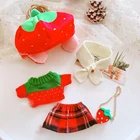 5 шт.лот 20 exo кукольная одежда плюшевая Клубничная шапка с длинными ушками + свитер + шарф + юбка + ожерелье Рождественский подарок игрушка кукла аксессуары