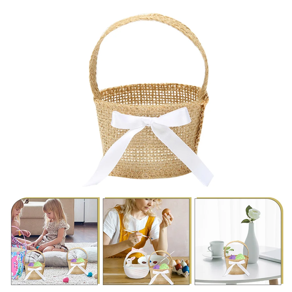 

Basket Baskets Miniflower Woven Tiny Girl Storage Hanging Picnic Favor Easter Burlap Linen Wicker Miniature Crafts Party Craft