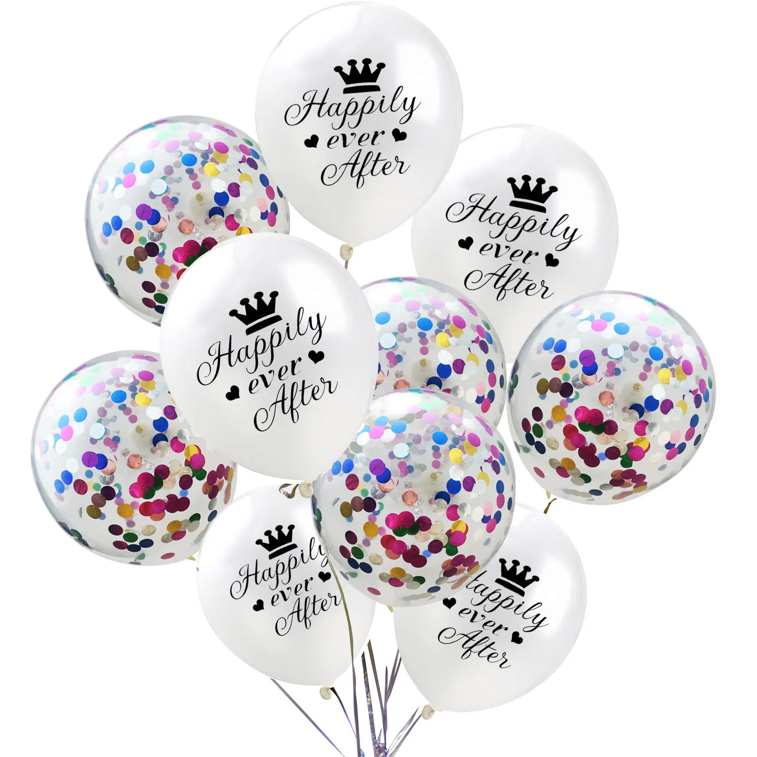 

10pcs/lot White Black Balloons Happily Ever After Latex Balloons Engagement Anniversary Just Married Party Decor