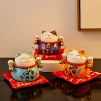 4 5 inch japanese ceramic lucky cat home decoration ornaments fortune cat maneki neko money box feng shui craft business gifts