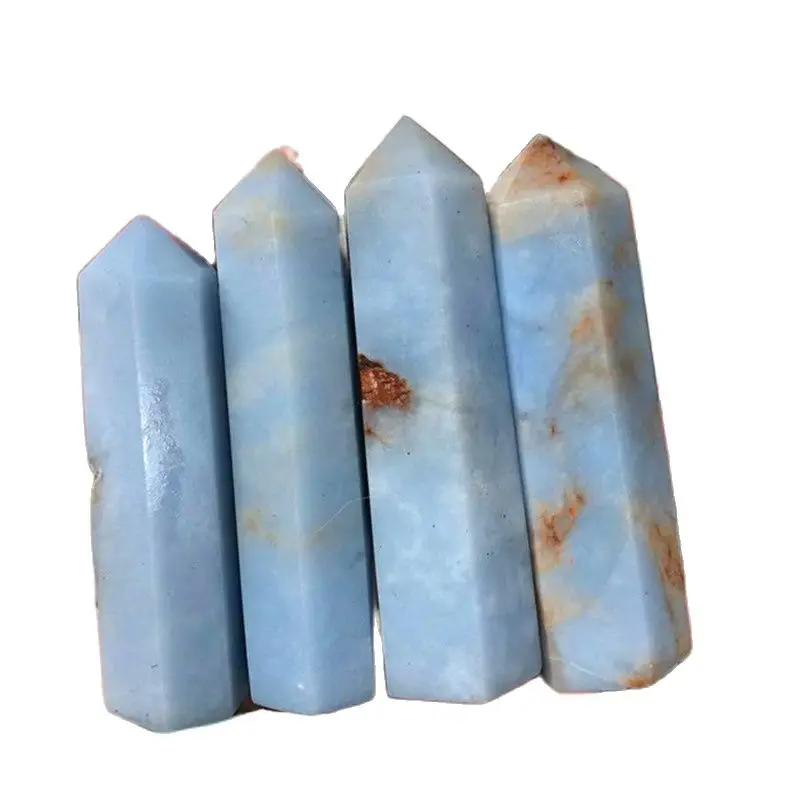 

Natural Polished Gemstone Feng Shui Angelite Points Healing Crystal Wands For Sale