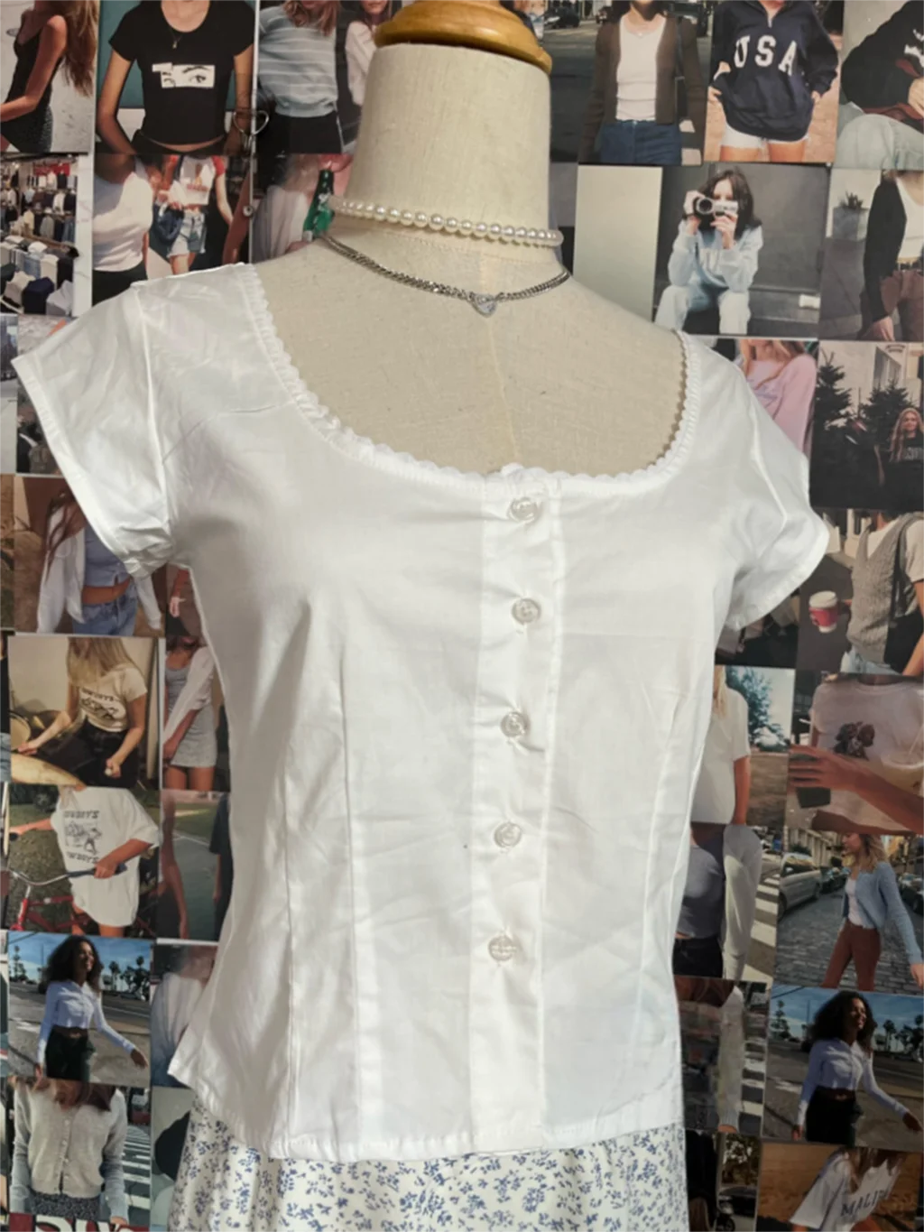 

Женская однобортная хлопковая блузка без рукавов, белая облегающая блузка с U-образным вырезом, повседневный топ в стиле преппи, y2k, на лето