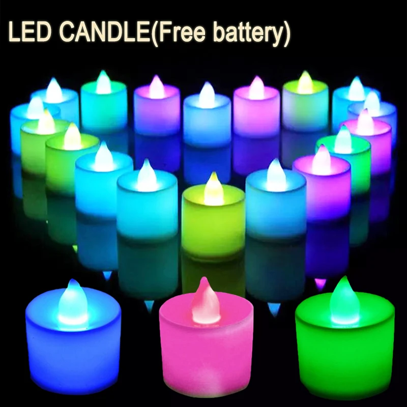 

Multicolor Flameless LED Candles Battery Operated Heart Shape Safe Home Birthday Party Wedding Lights Valentine's Day Decor