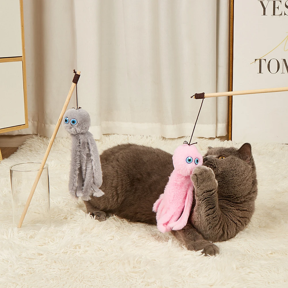 

1pcs Octopus Plush Cat Stick Funny Pet Cat Toys Interactive Playing Toy For Cats Teaser Kitten Rod Wand Pet Accessories