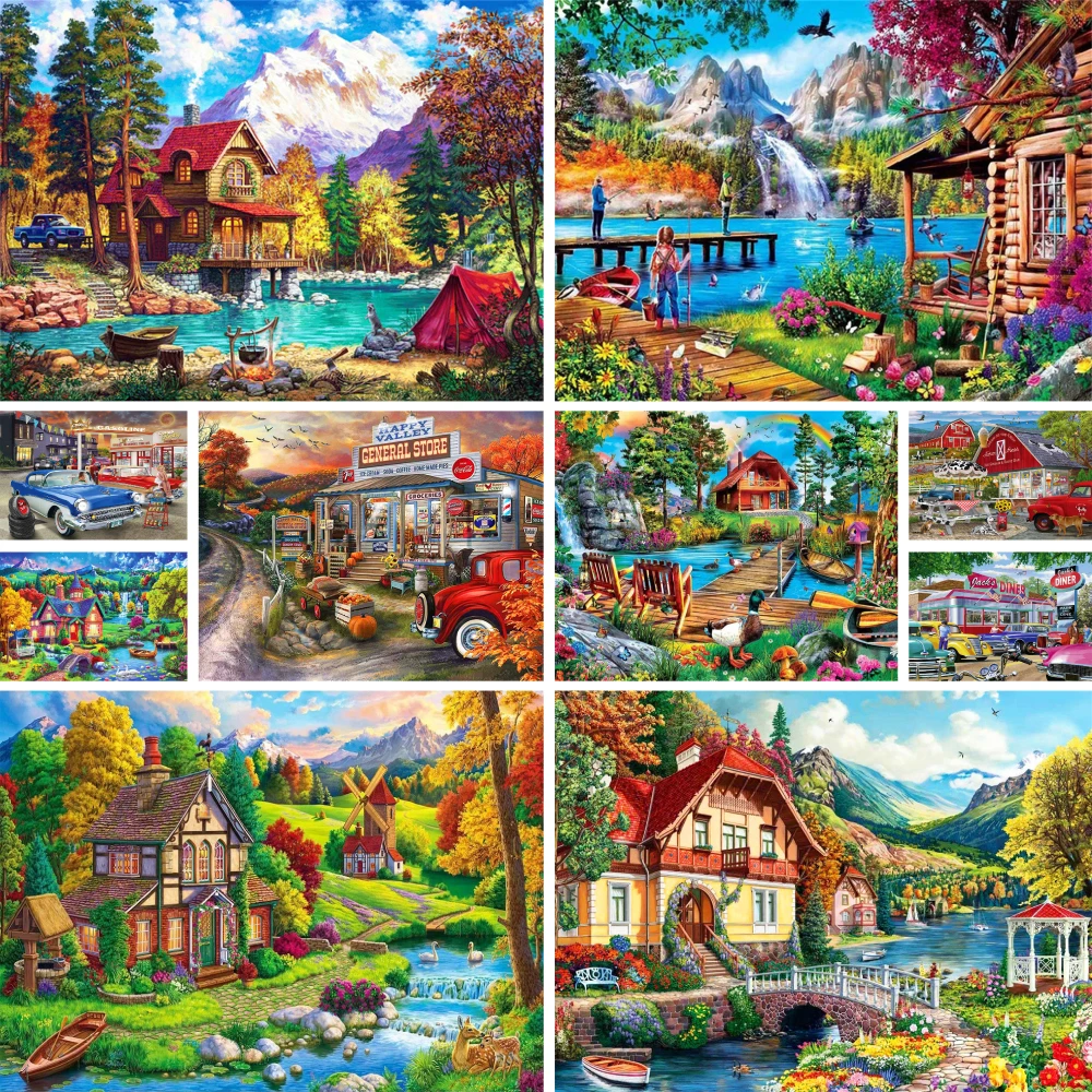 

Landscape Cartoon House DIY Paint By Numbers Package Oil Paints 40*50 Oil Painting Decorative Paintings For Children Handicraft