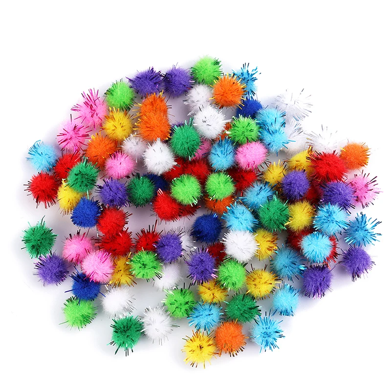 

Nonvor 10mm Glitter Pompom Mix Color Christmas Pom Pom DIY Craft Soft Plush Ball Pompoms Christmas Decoration Materials Supplies