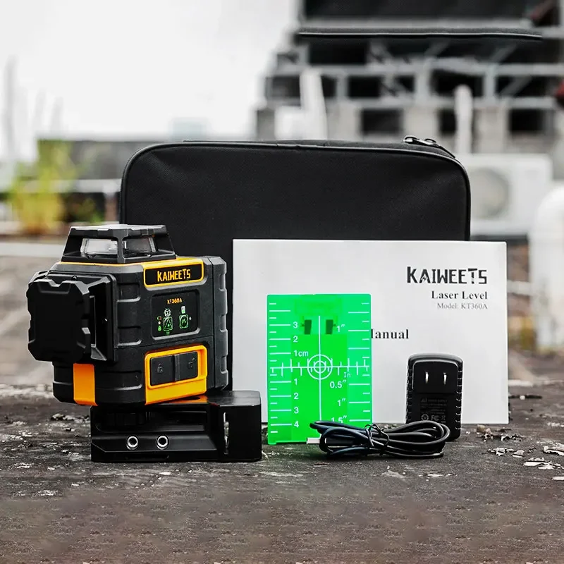 KAIWEETS KT360A 3D-перекрестный самовыравнивающийся уровень 360 зеленый луч трехместный