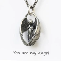 you are my angel pendant necklace vintage angel wings necklace for men womens rock and hip hop chain anniversary jewelry gifts