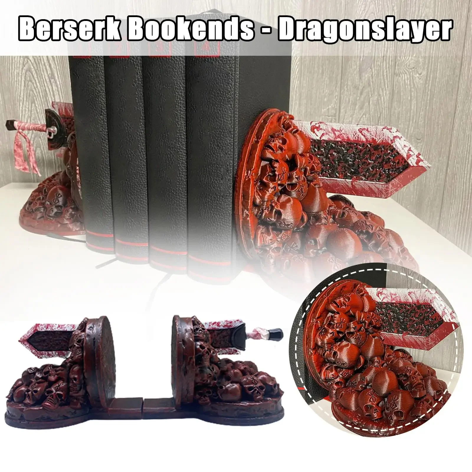 

Berserk Bookends Furious Bookends Dragon Slayer Resin Ornament Desktop Bookshelf Decorative Books Holder Home Desk Decoration