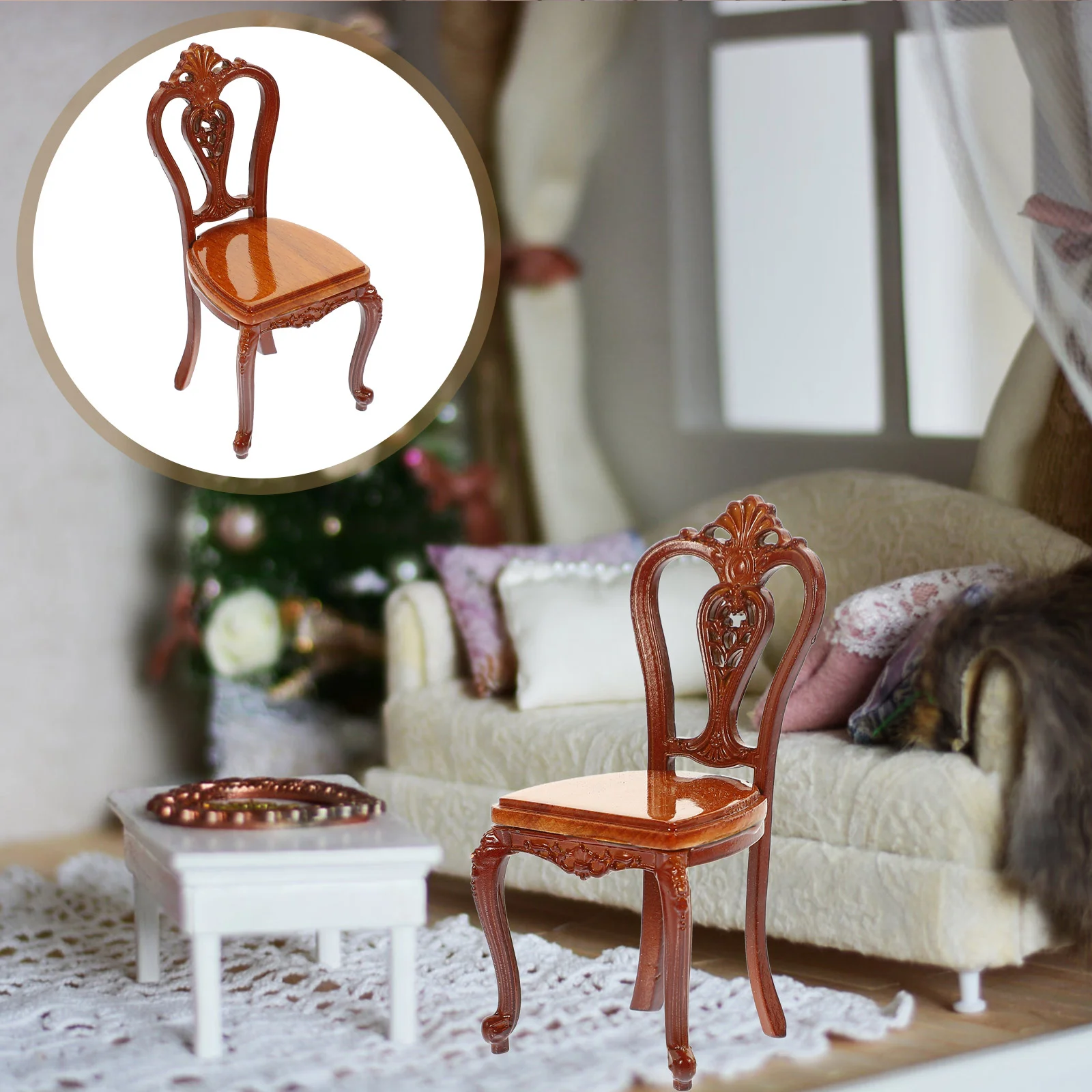 

Mini House Decoration Miniature Dolls Decor House Armchair Simulated Chairs Desktop Furniture Adorable
