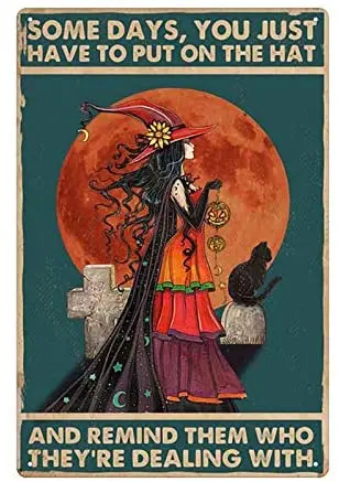 

Оловянная вывеска Moon and Witch в винтажном стиле, украшение для дома, бара, кафе, 8x12 дюймов, подарок
