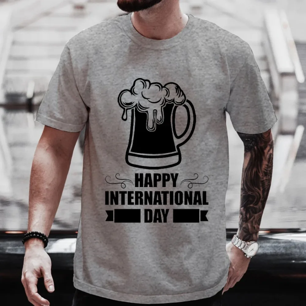 Футболка для мужчин Happy International Beer DAY одежда с графикой Y2k мужская питьевой