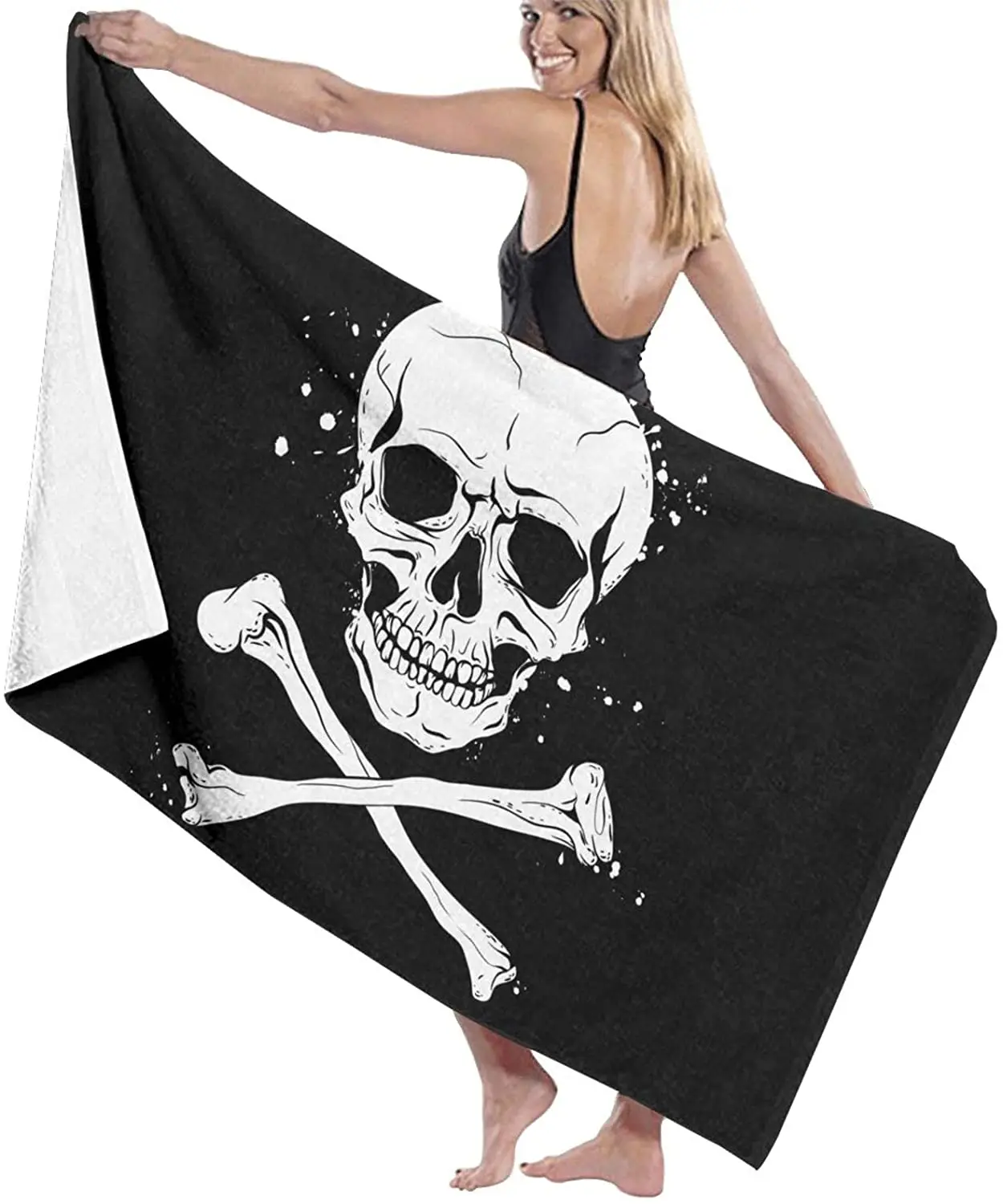 

Crossbones Pirate Flag Super Soft Beach Quick-Drying Bath Towel Unisex Absorbent Towel Blanket Suitable Travel Camping Yoga Gym