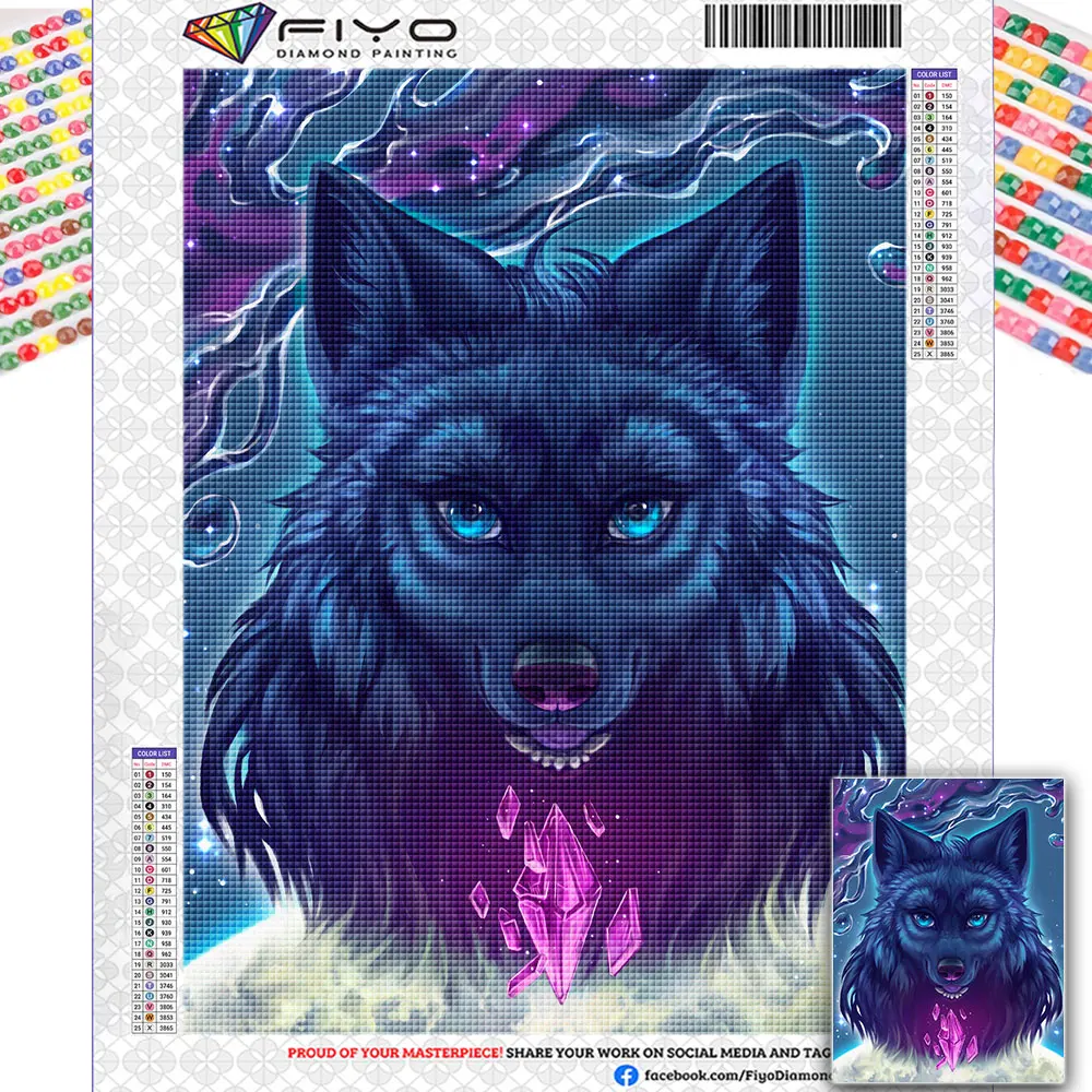 

5D DIY Бриллиантовая мозаичная фигурка животного Wolf Алмазная вышивка волк Алмазная Картина ручная работа вышивка крестиком украшение для дом...