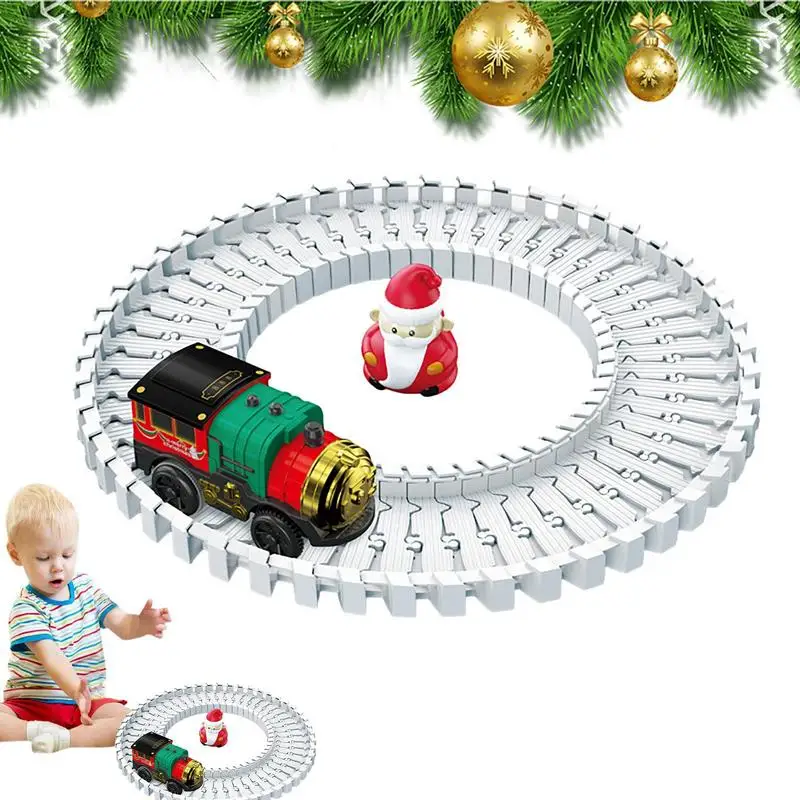 

Набор игрушек для строительства рождественских рельсов, гоночная дорожка на батарейках, Детские Игрушечные Машинки с питанием от батарейки Монтессори