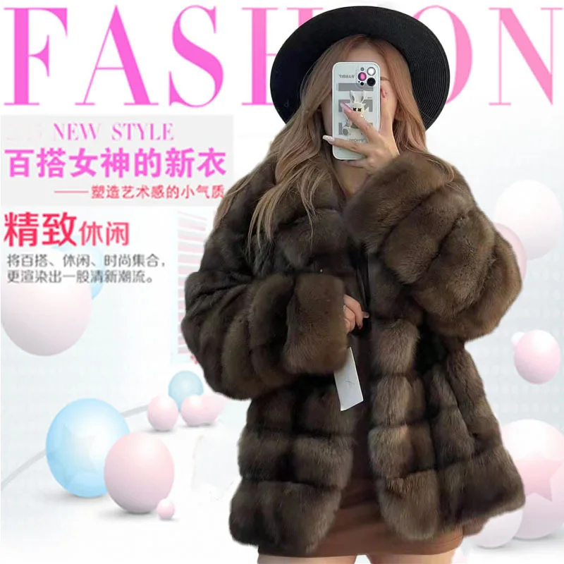 Women mink coats female mink fur coat genuine long fur coat women winter clothing imitation fur coats Oversize 6xl 5xl 7xl