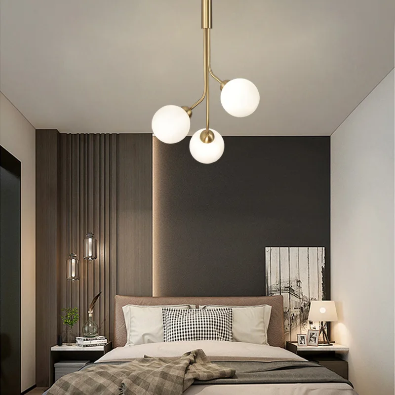 

Minimalist White Glass Balls Ceiling Chandeliers 2022 New Trend Hanging Lamps LED Light Artistic Lamps for Bedroom Free Shipping