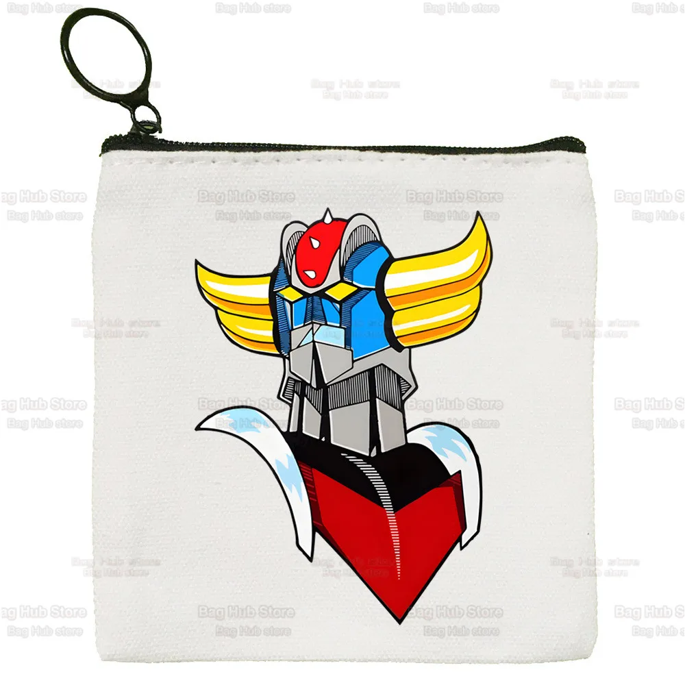 Manga Goldorak Ufo Robo Anime Canvas Bag Pure White Bag, Mazinger Grendizer Zipper Bag Coin Bag Coin Bag Clutch Bag