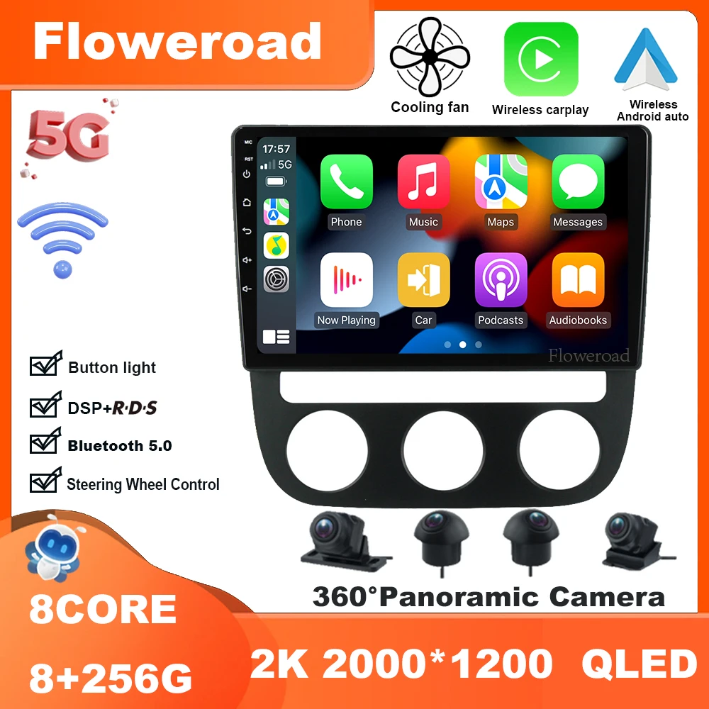 Мультимедийная магнитола для Volkswagen Jetta 5 2005-2010 9 дюймов Android 13