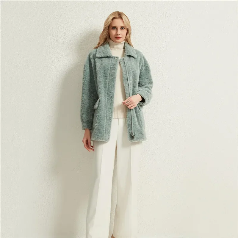 Женская куртка из натурального овечьего меха женский шерстяной Тренч женские