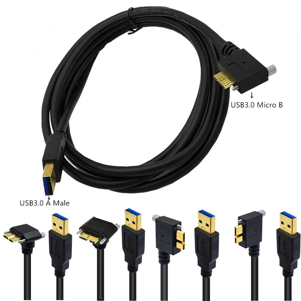 

USB 3.0 Type A Male to Micro B Male Extension Camera Cable USB3.0 AM/MicroB Cable 5M with Locking Screws Dalsa, Hikvision, Sony