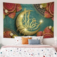 eid muslim tapestry golden moon ramadan balram party wall hanging islamic ornament for dorm bedroom living room home decoration