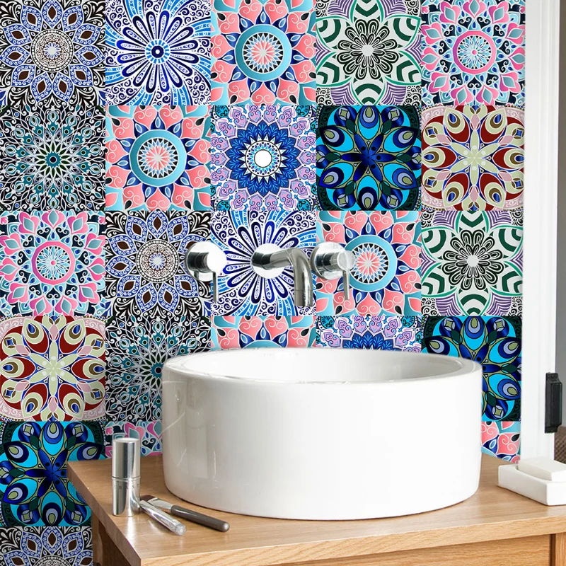 

10pcs Retro Style Home Decoration Sticker, Wall and Floor Tile, Kitchen Tile, Desktop, Renovation, Waterproof Wall Sticker