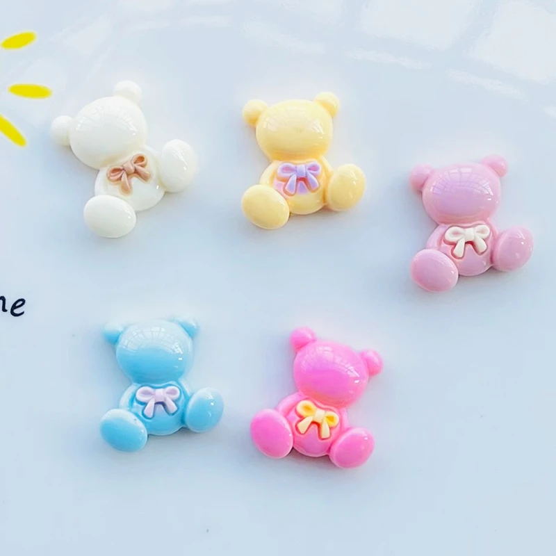

10 Pcs New Cute Mini Cartoon Mixed Color Bear Flat Back Resin Scrapbooking DIY Jewelry Hairpin Craft Decoration Accessorie