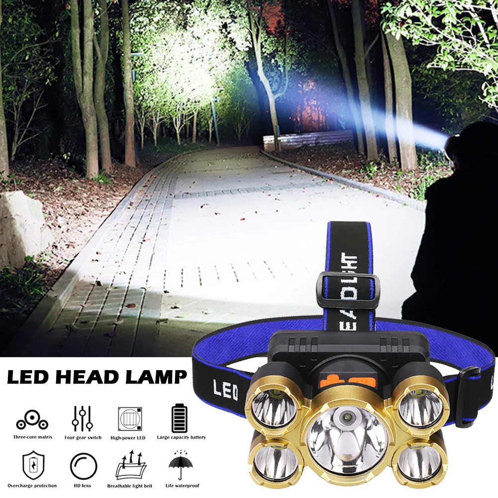 

LED Headlamp Flashlight Rechargeable Headlight Waterproof Head Lamp Camping Cycling Hiking Fishing Outdoor Tools Accessories