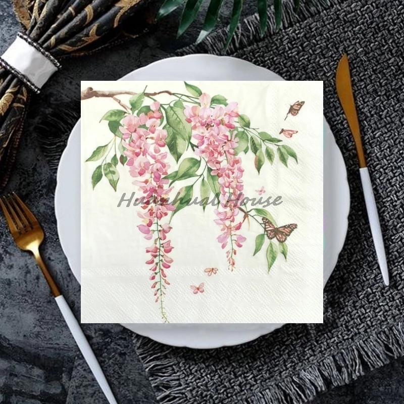 

Одноразовые бумажные салфетки с розами и бабочками, 20 шт.
